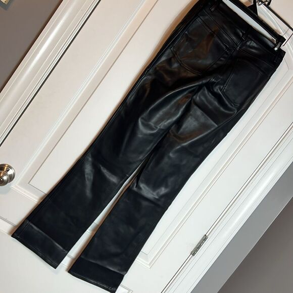 BNWT - WEWOREWHAT - LACE FRONT BLACK FAUX LEATHER PANTSN - 25 - Picture 4 of 5